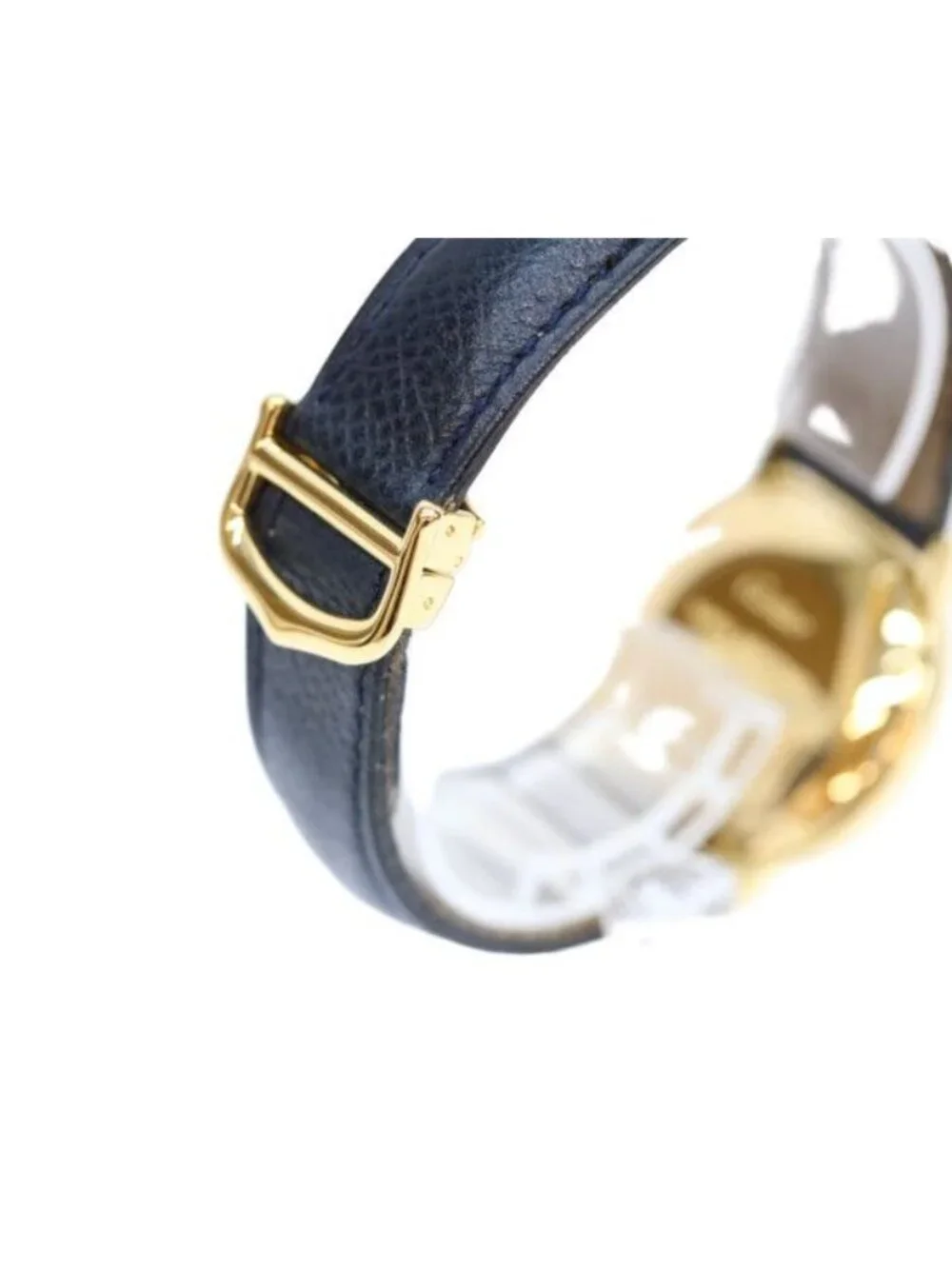Cartier 925 Must Ronde LM Vermeil Date Ivory Roman Dial Leather Quartz